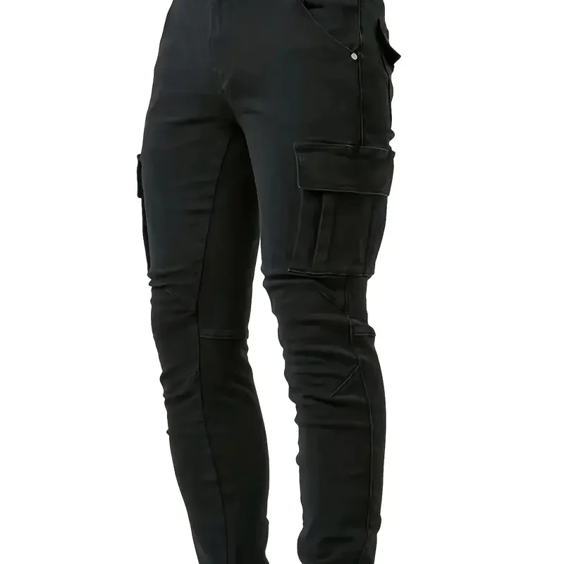 Pantalones de trabajo con múltiples bolsillos, jeans elásticos